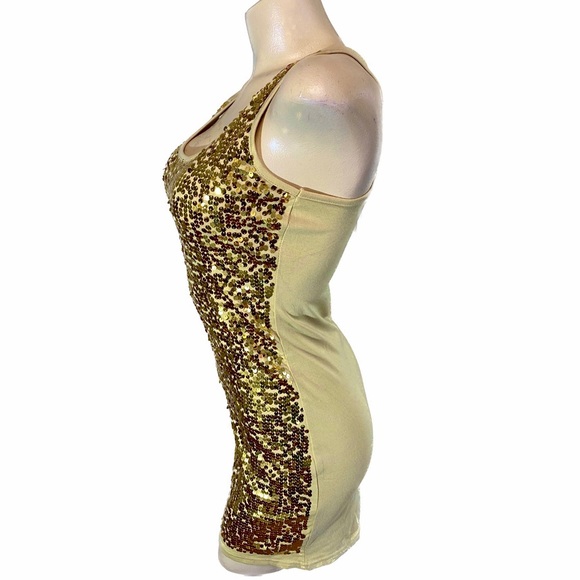 Gold Sequin Short Party Bodycon Dress•Size M - Picture 4 of 11